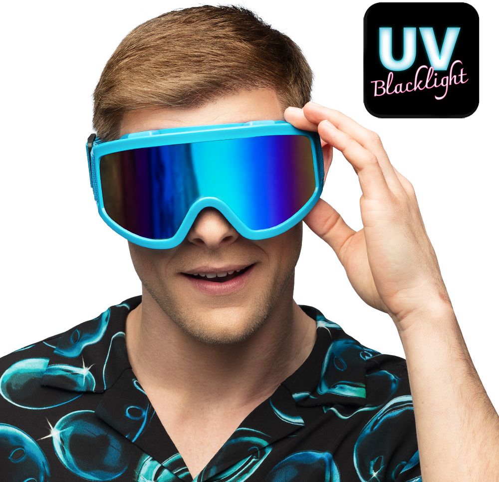 Neon Blauw Feest Skibril UV