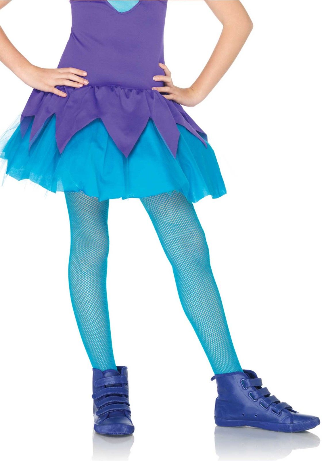 Neon Blauwe Visnet Panty Kind