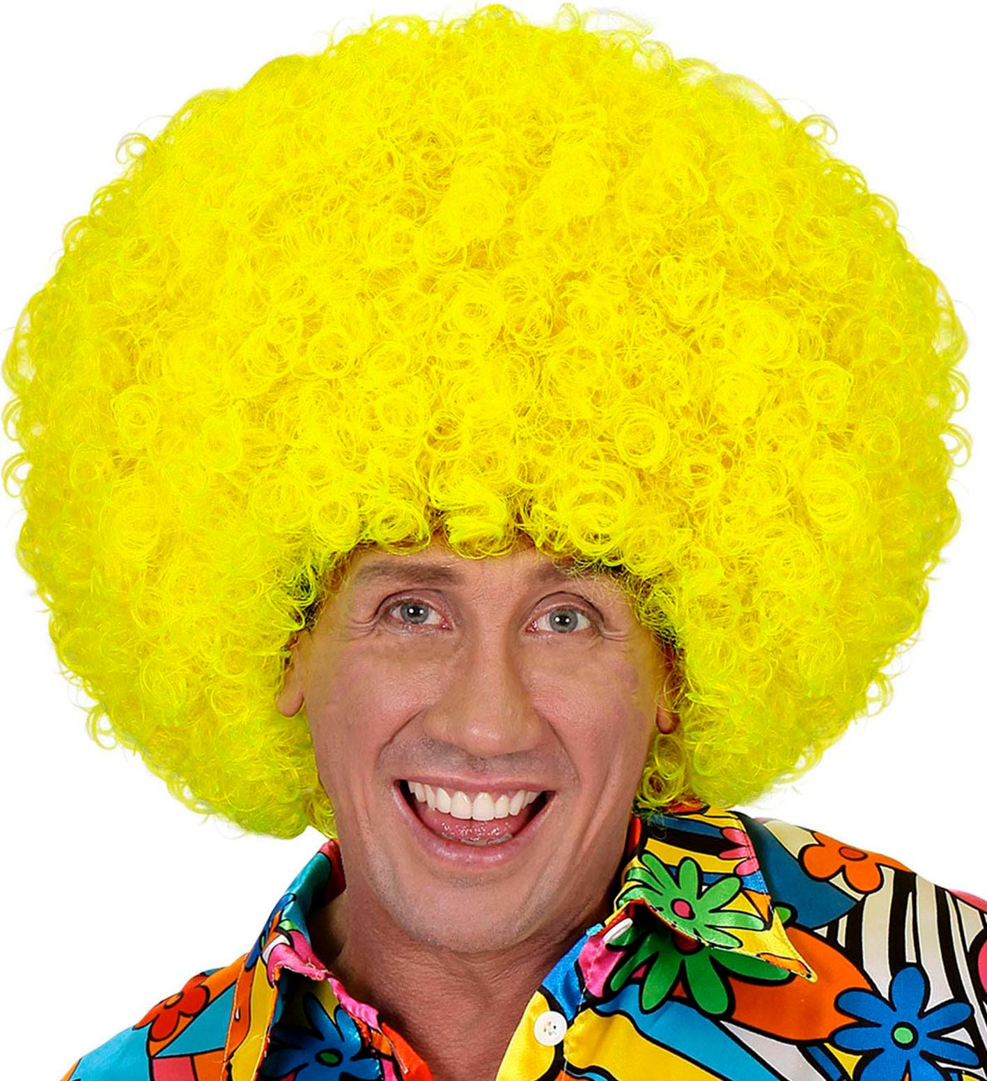 Neon Gele Afro Pruik