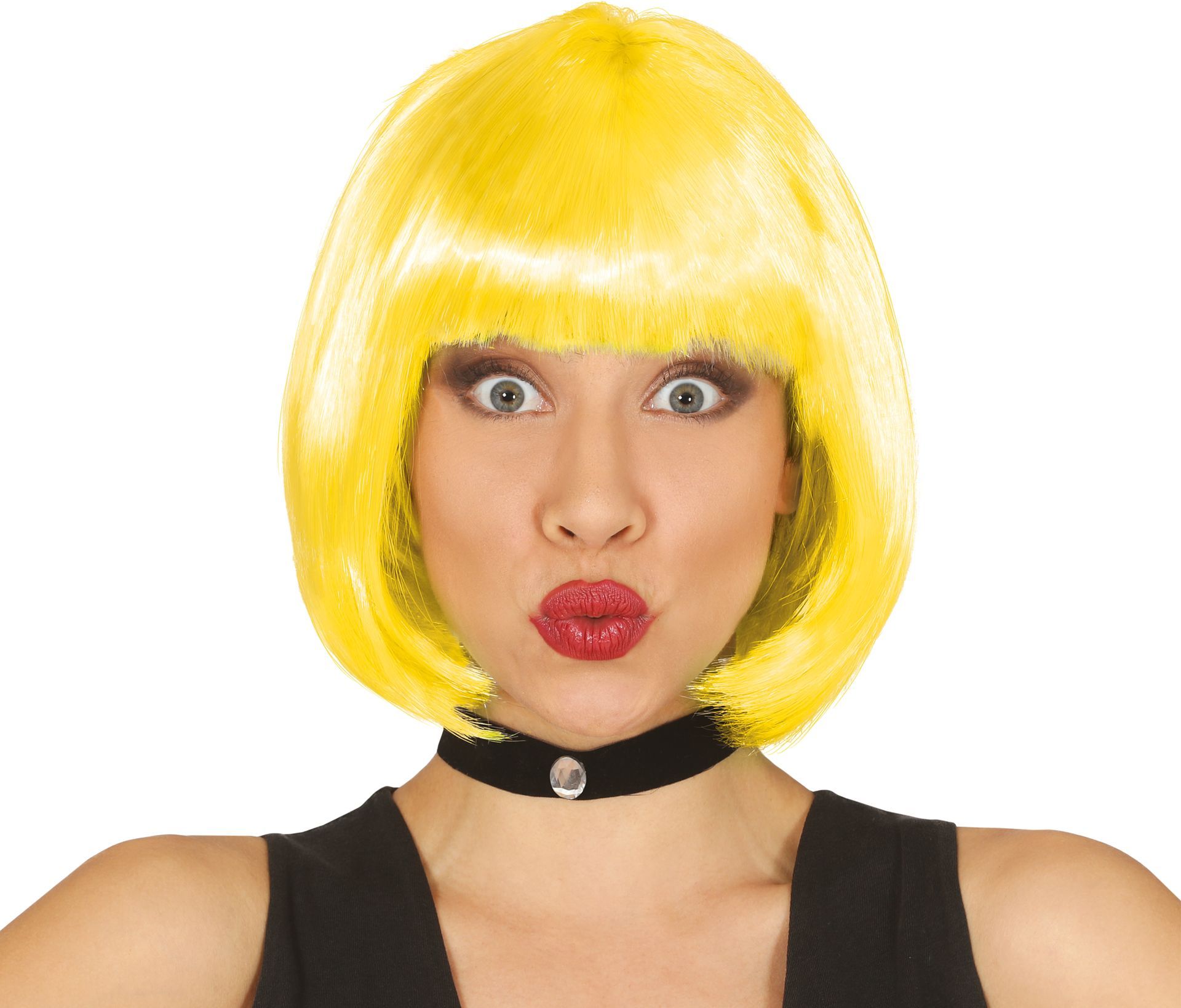 Neon Gele Boblijn Pruik