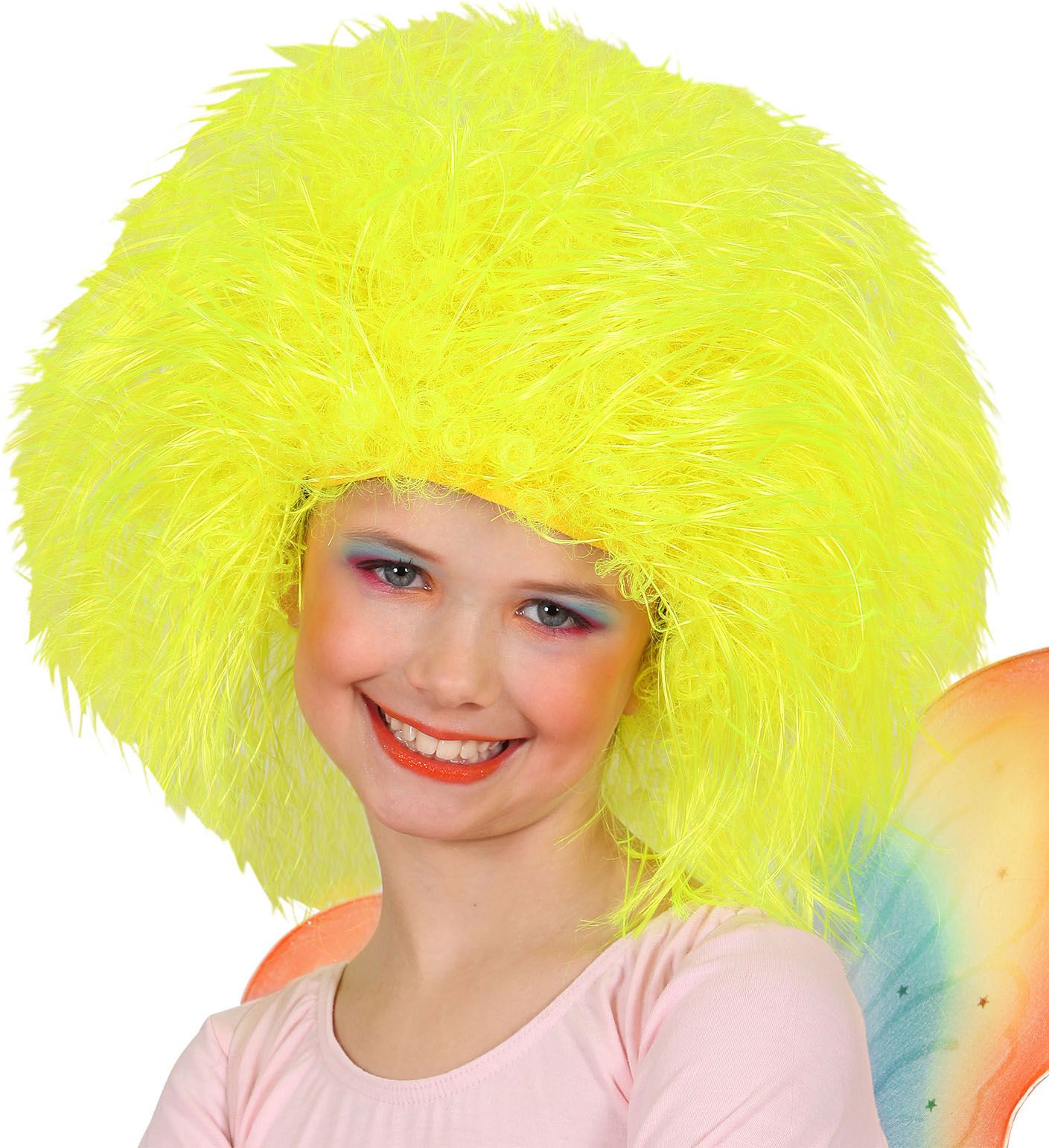 Neon Gele Fee Pruik Kind
