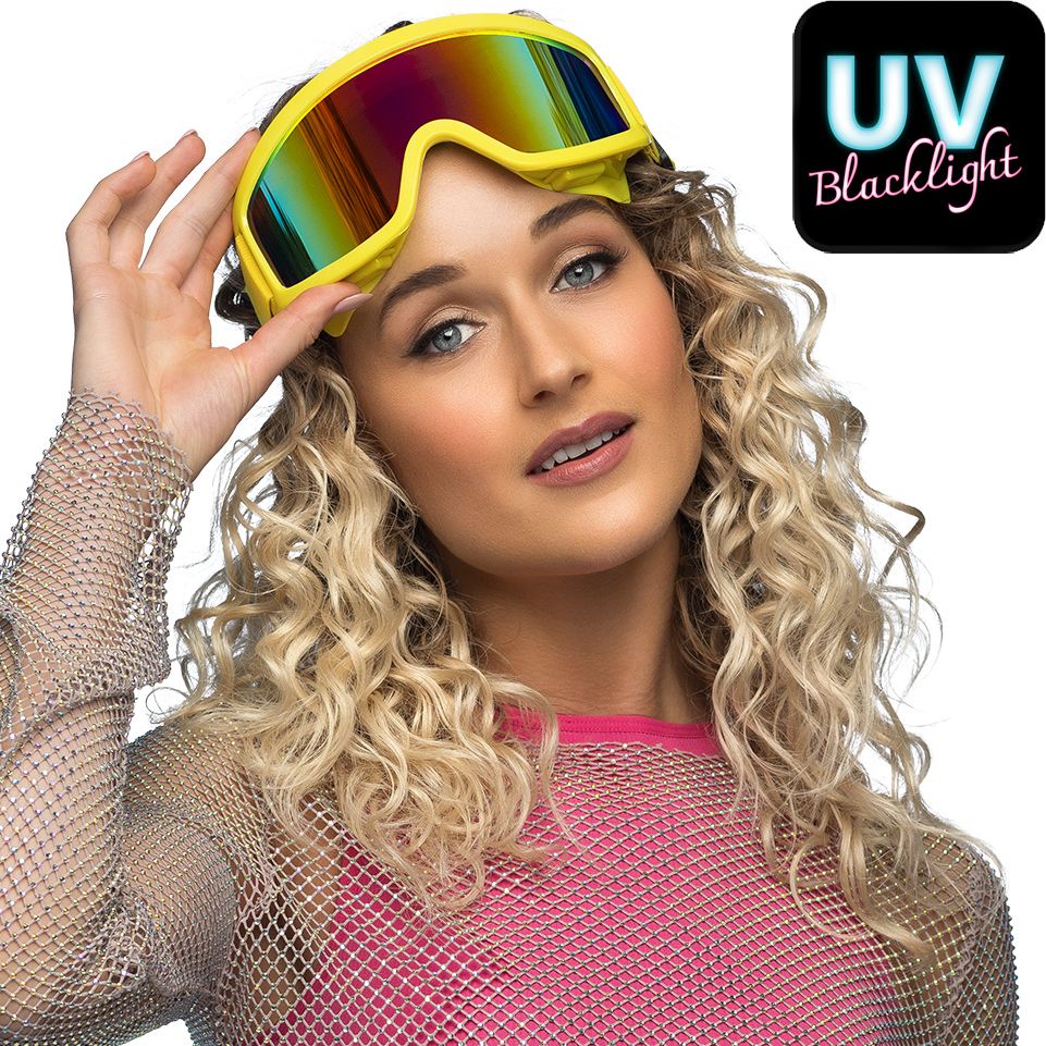 Neon Gele Feest Skibril UV