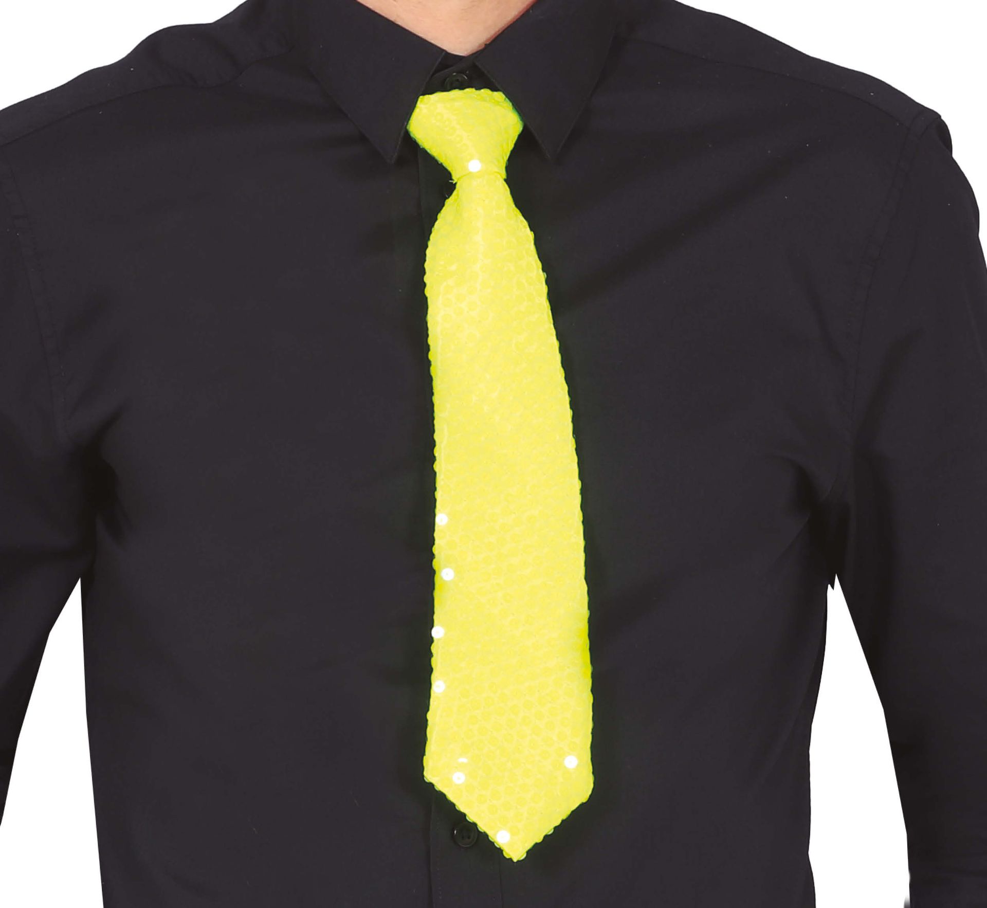 Neon Gele Paillet Stropdas