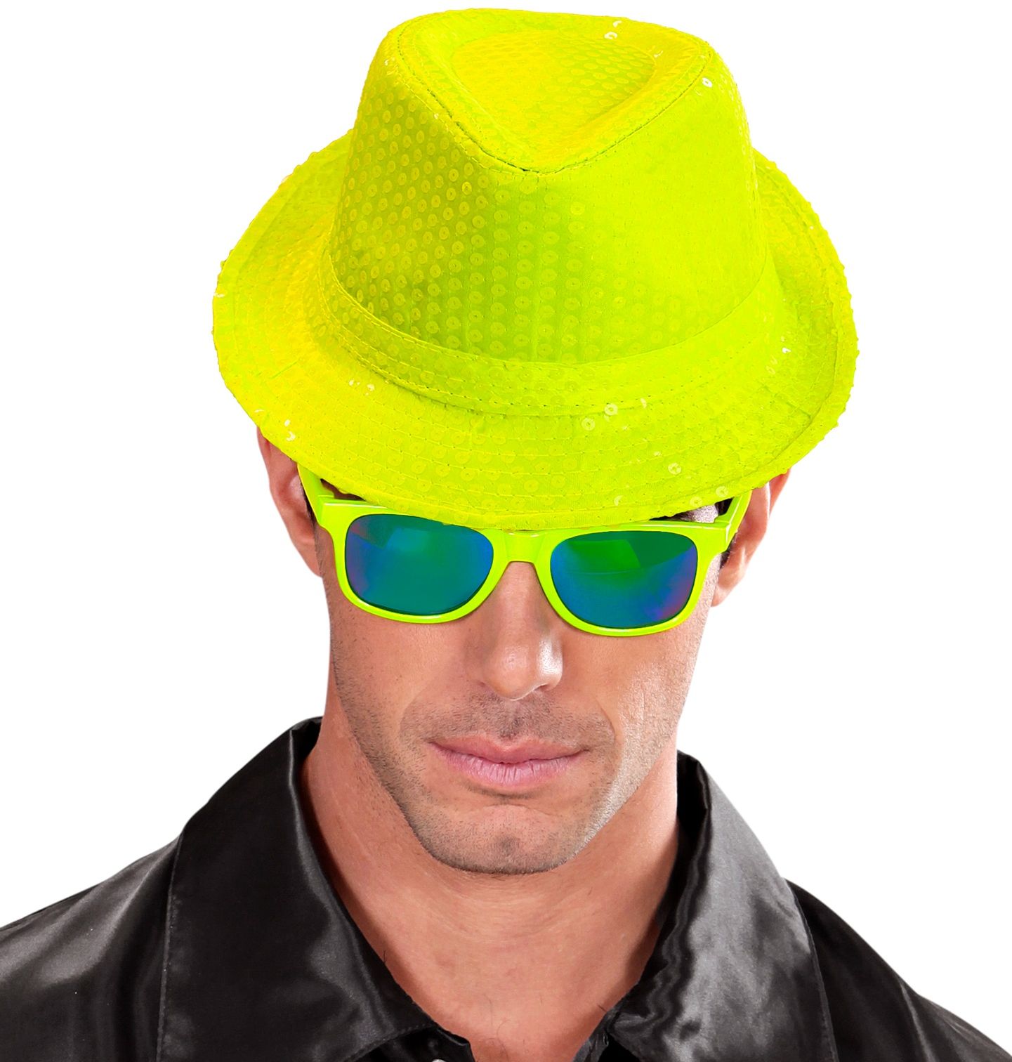 Neon Gele Pailletten Fedora