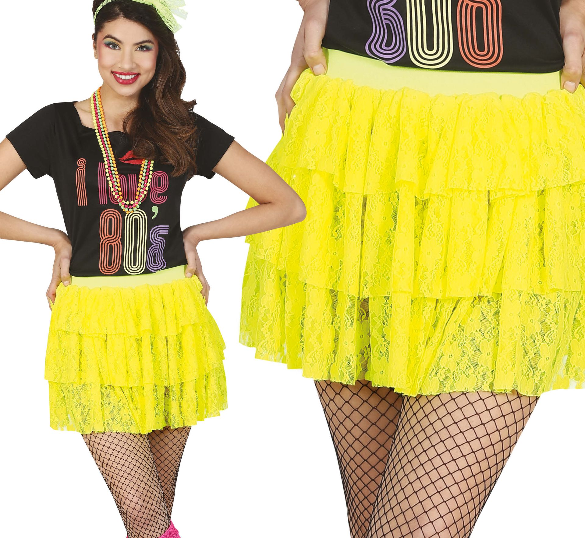 Neon Gele Rok 80's Dames