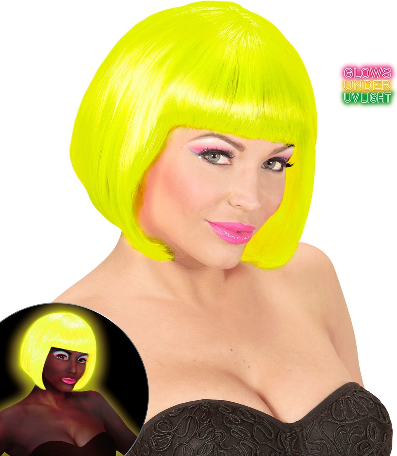 Neon Gele Valentijn Pruik