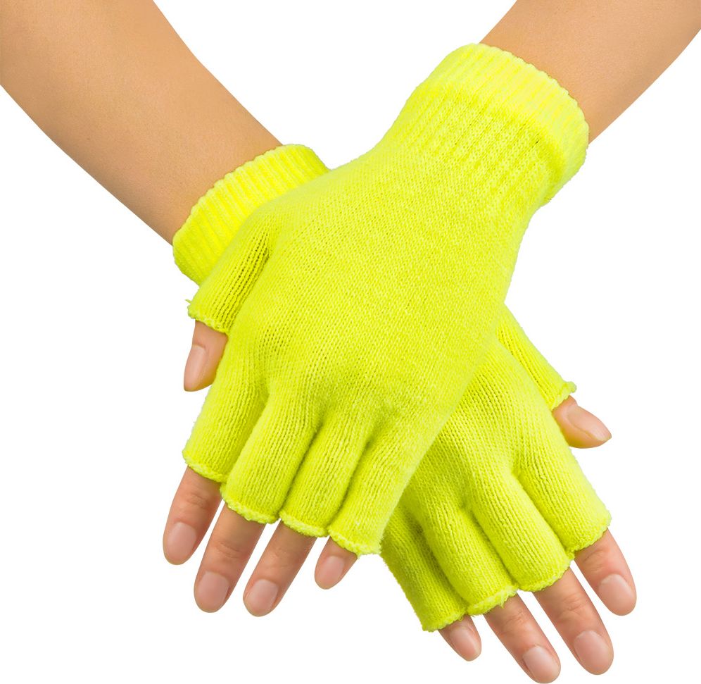 Neon gele vingerloze handschoenen warm