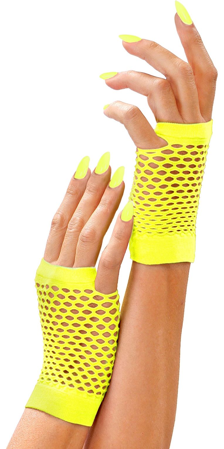 Neon gele vingerloze nethandschoenen