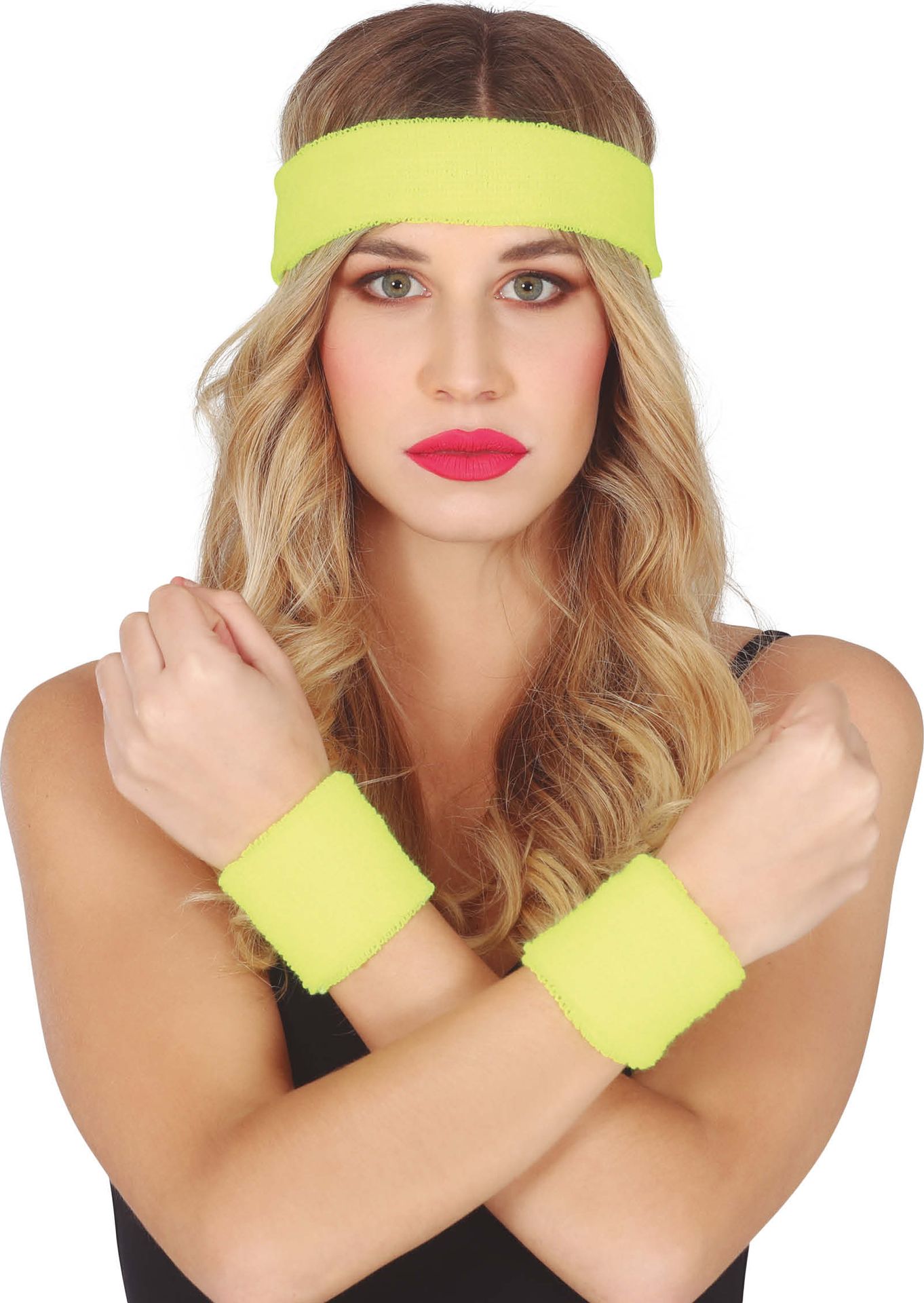 Neon Gele Zweetbandjes Set