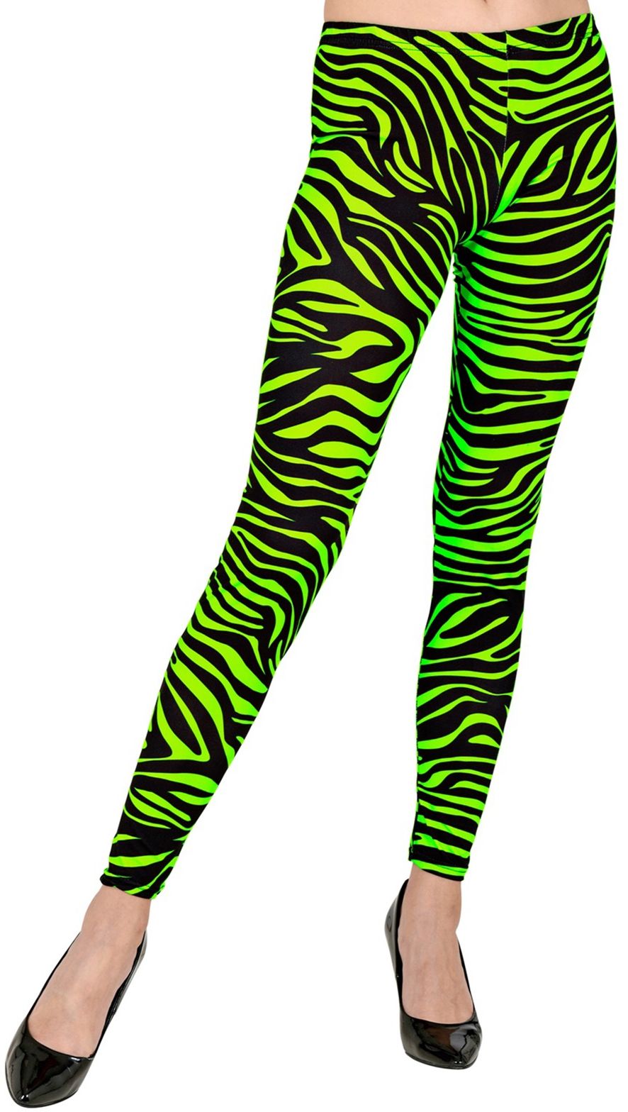 Neon Groene 80's Zebraprint Legging