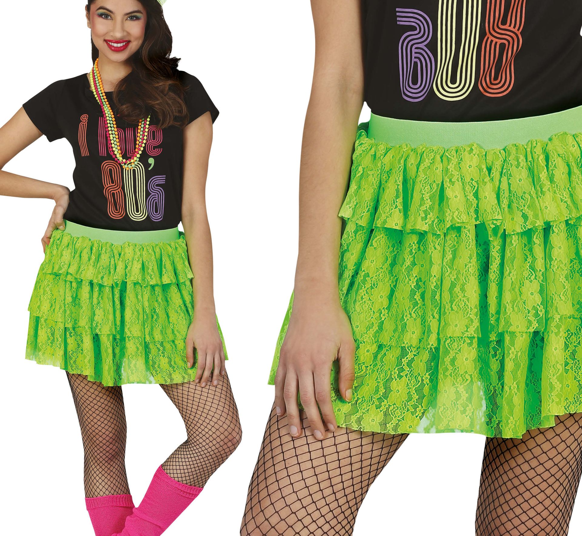 Neon Groene Rok 80's Dames