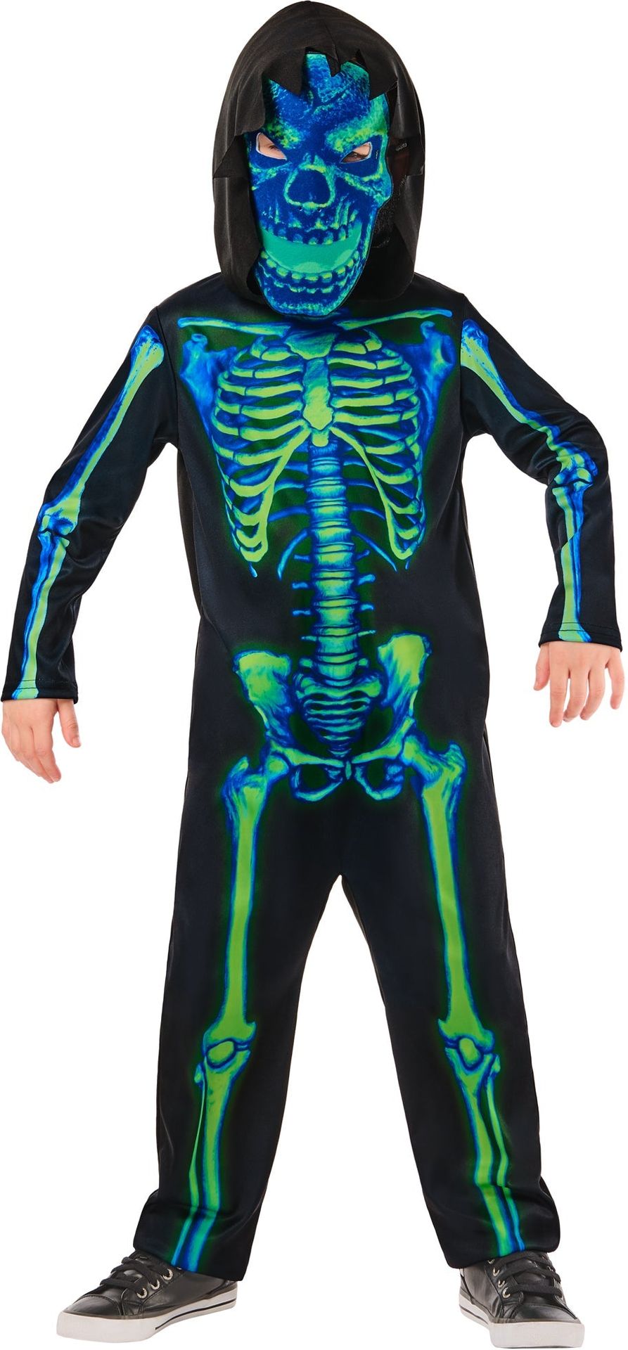 Neon Groene Skelet Kostuum Jongens