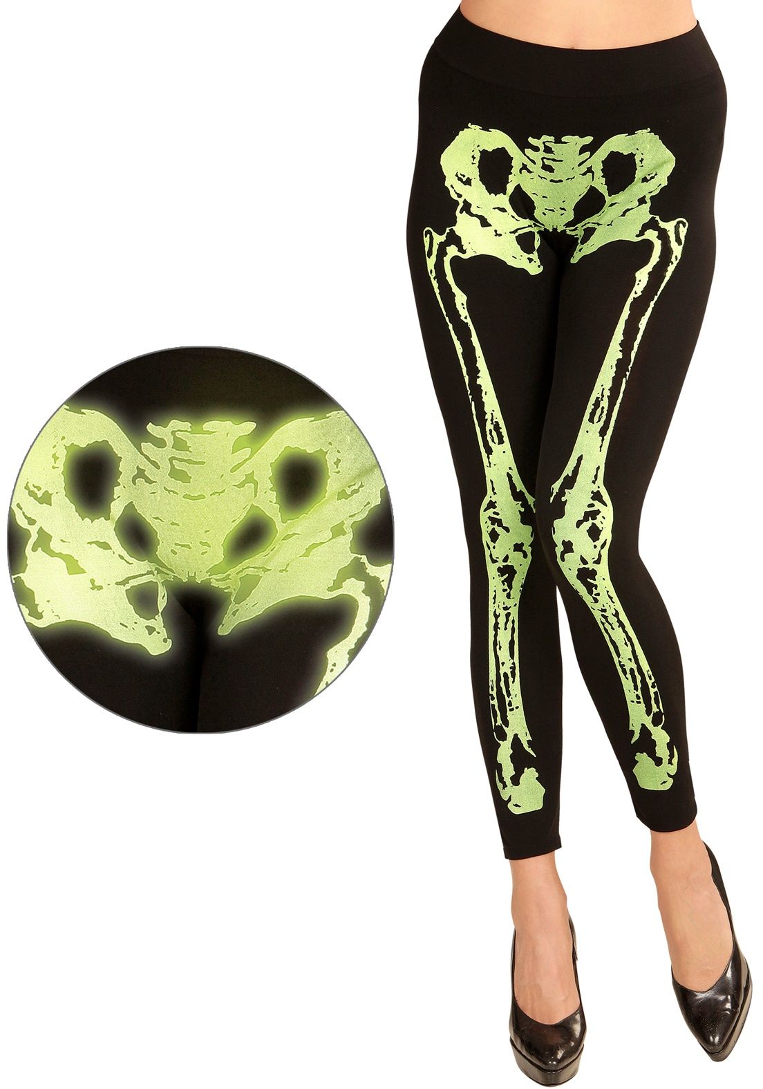 Neon Groene Skelet Legging