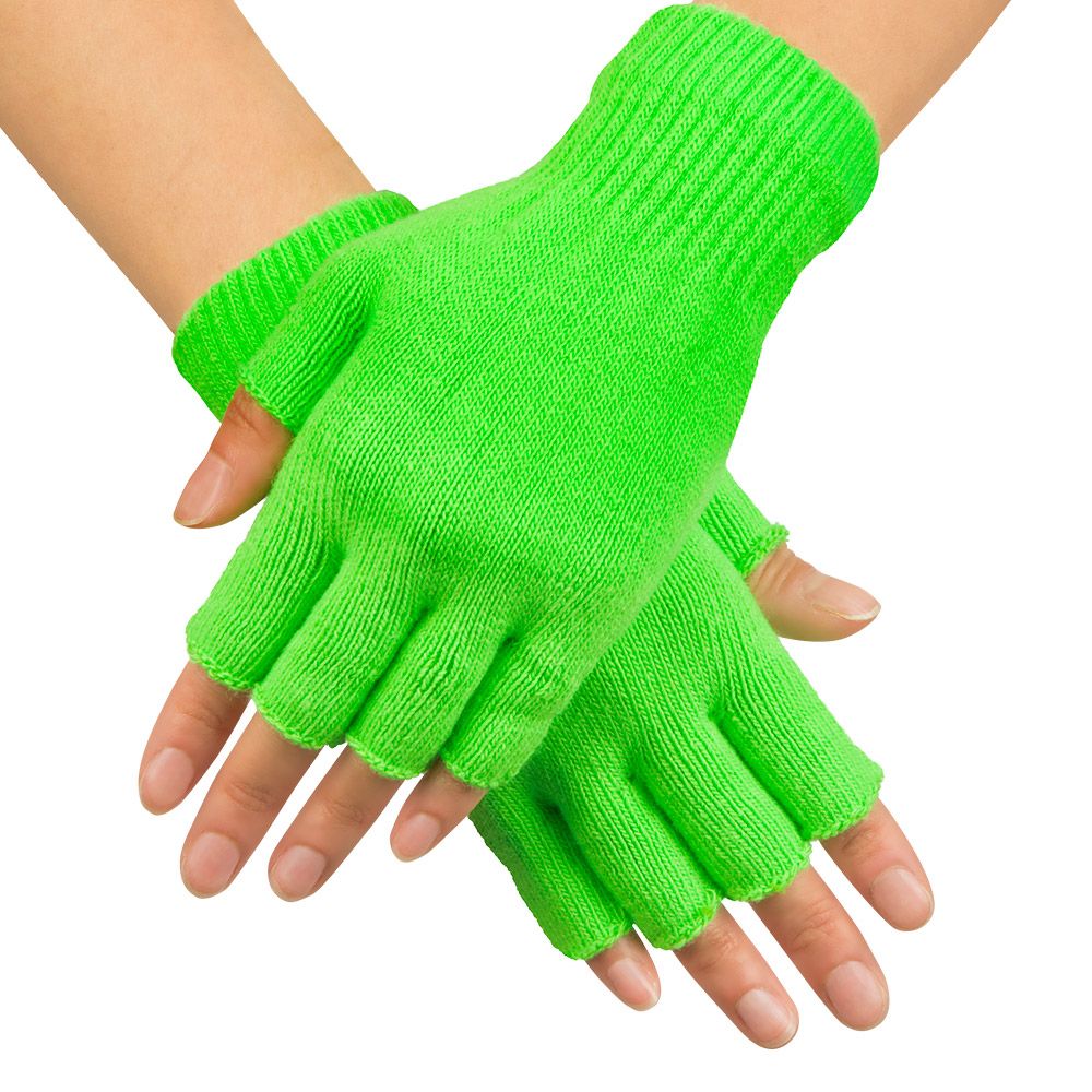 Neon groene vingerloze handschoenen warm
