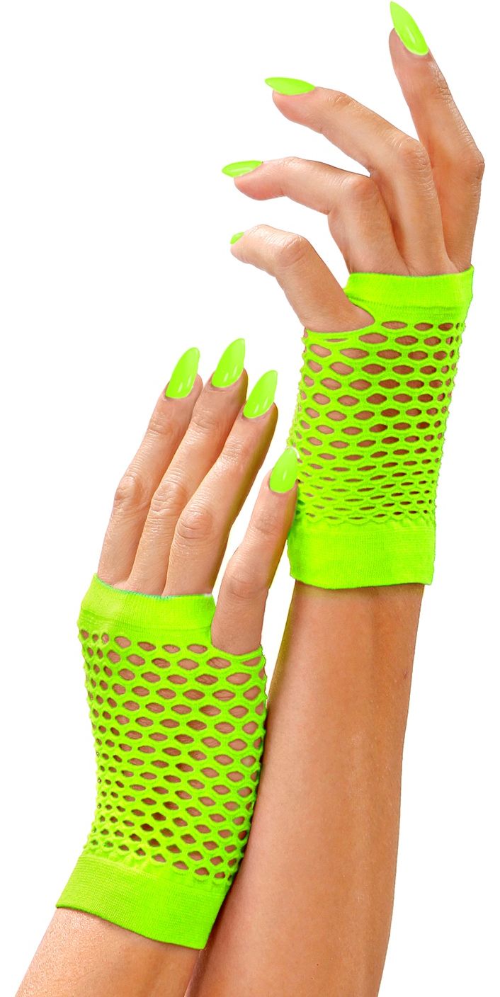 Neon groene vingerloze nethandschoenen