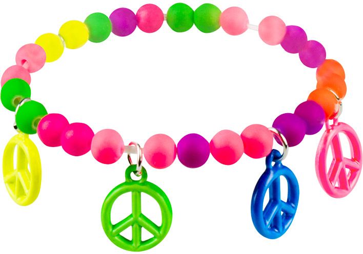 Neon hippie armband met bedeltjes