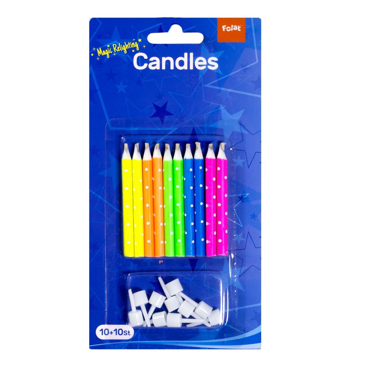 Neon Magische Taartkaarsjes 10 Stuks