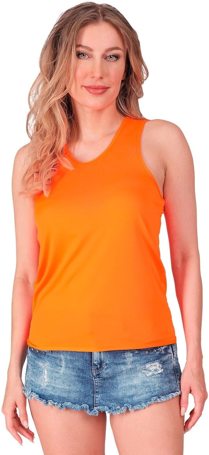 Neon Oranje 80s Carnaval Tanktop Dames