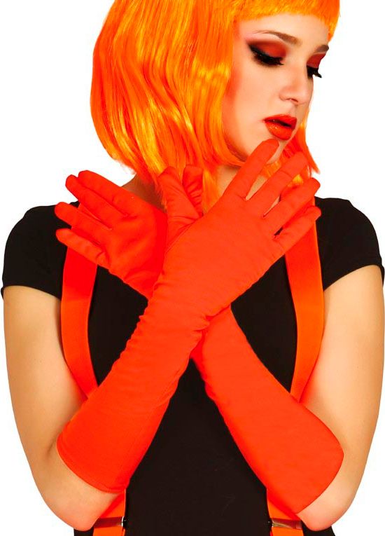 Neon Oranje Basic Handschoenen Lang