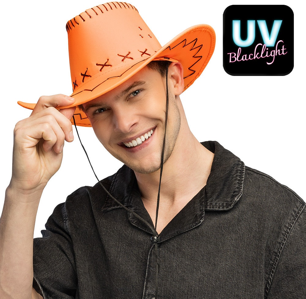 Neon Oranje Cowboyhoed Volwassenen