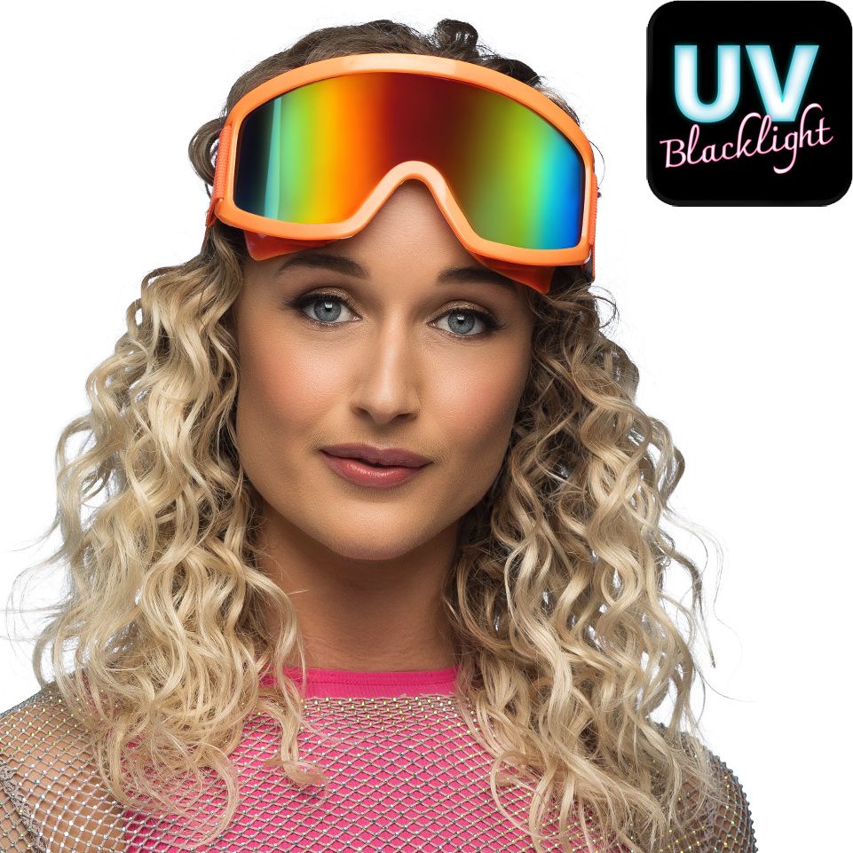 Neon Oranje Feest Skibril UV