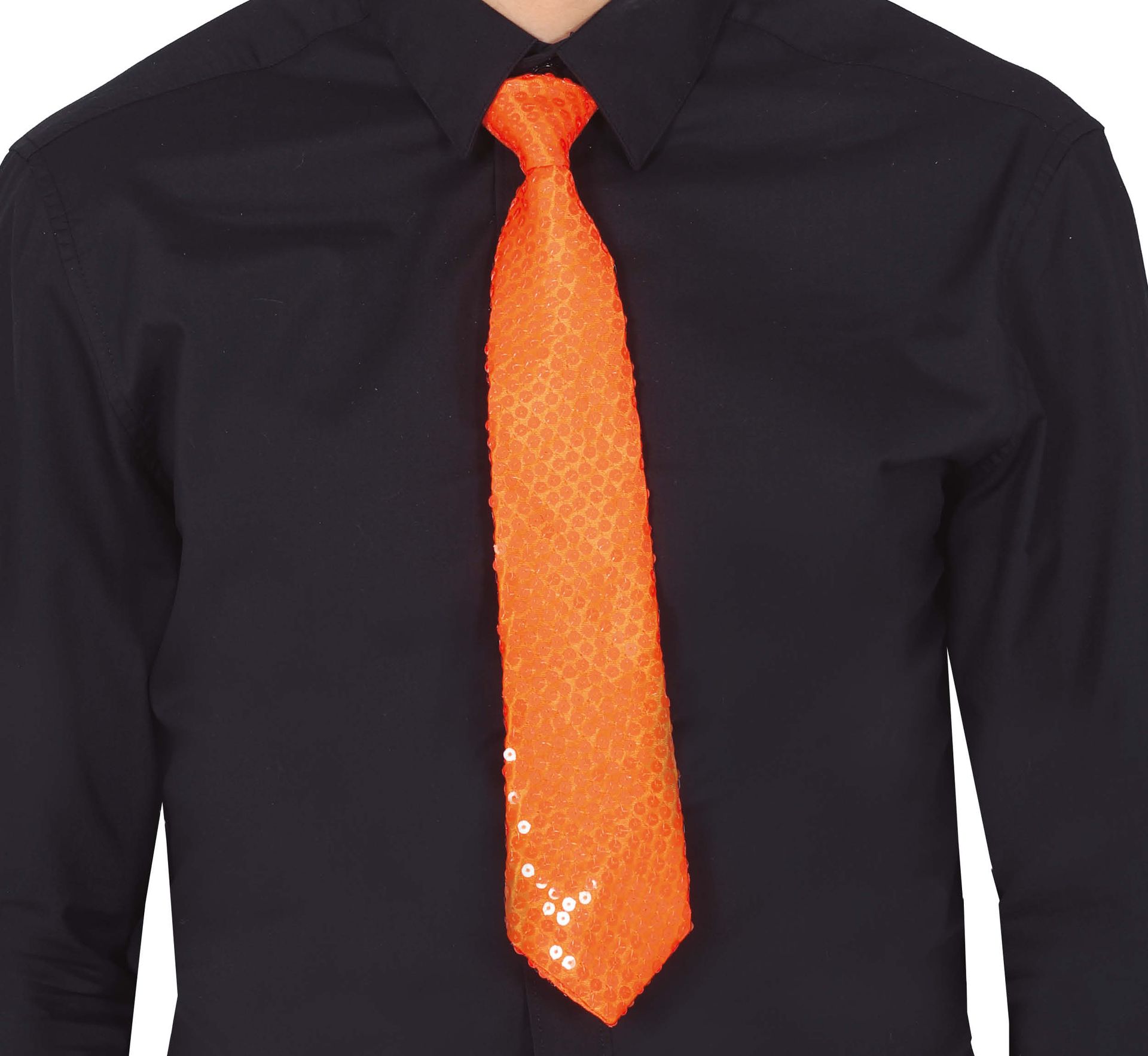 Neon Oranje Paillet Stropdas