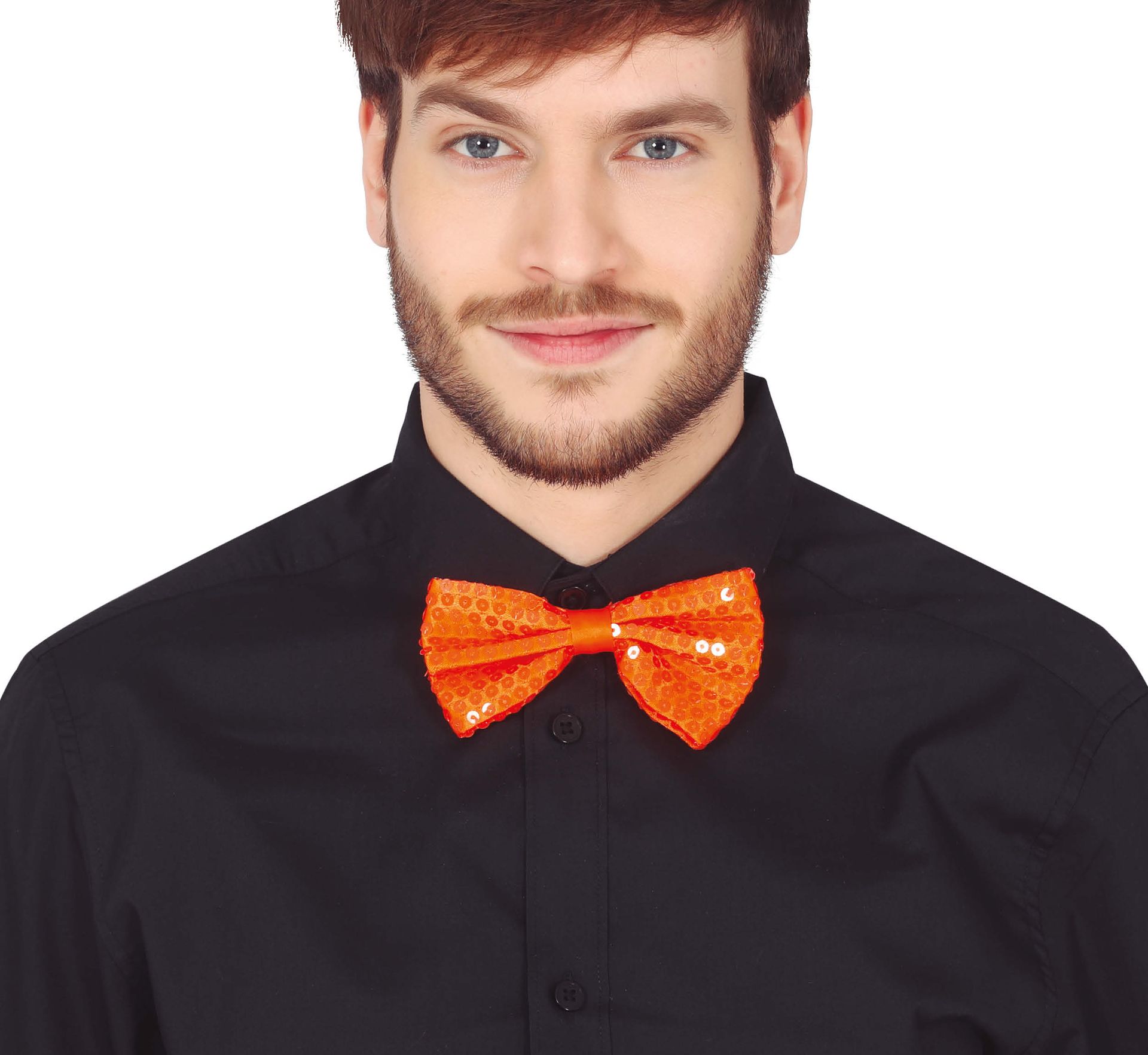 Neon Oranje Paillet Vlinderdas