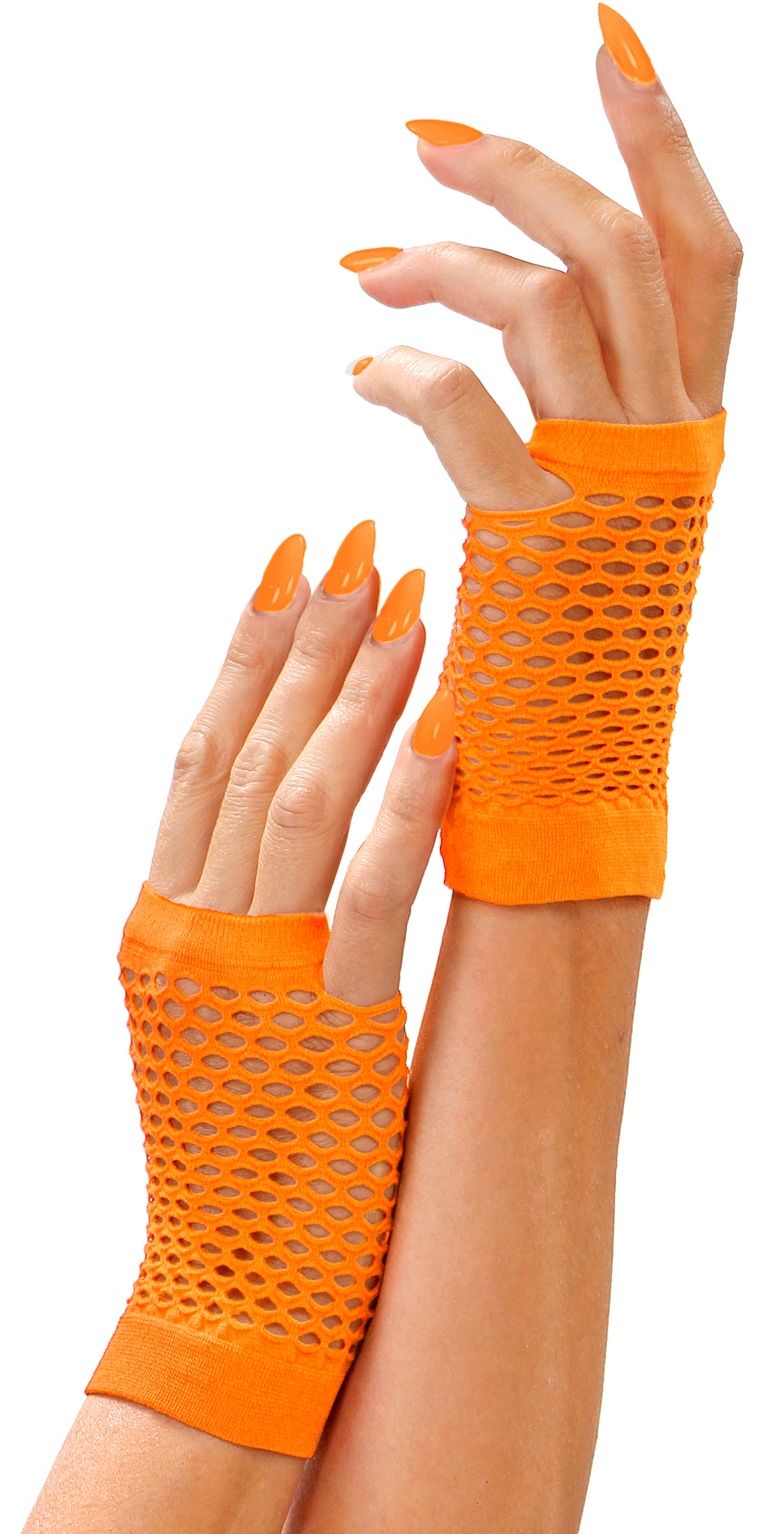 Neon Oranje Vingerloze Nethandschoenen