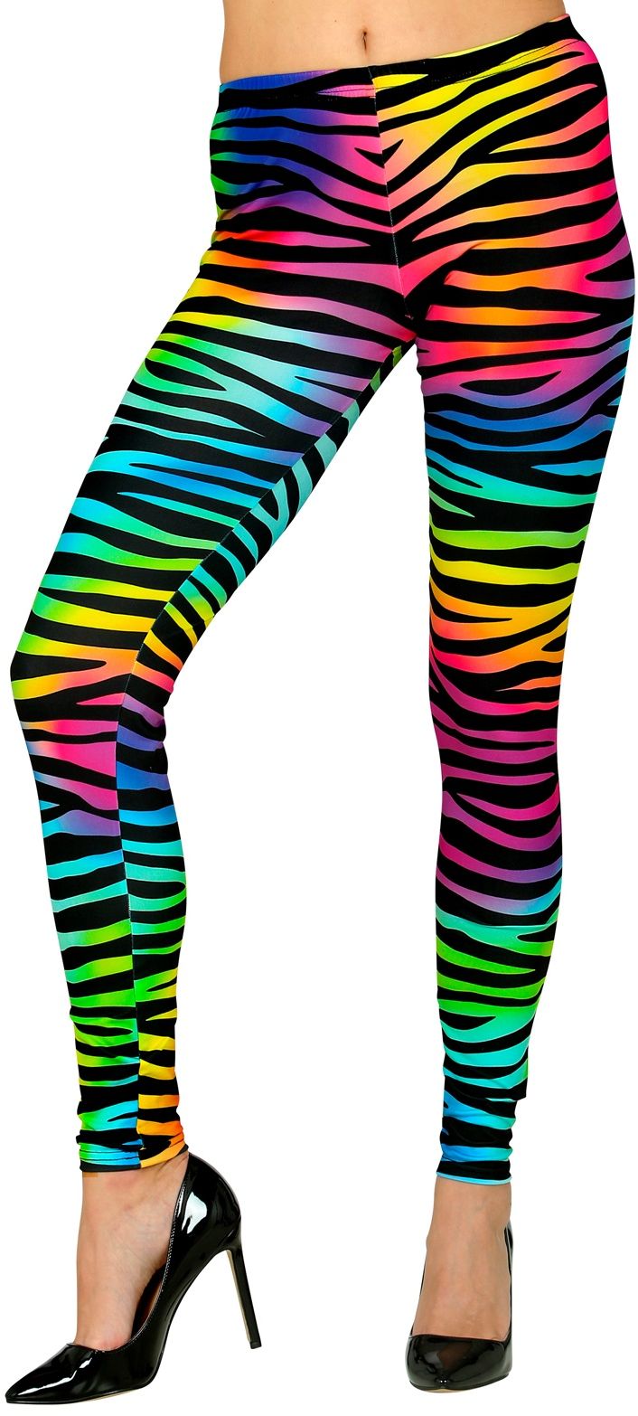 Neon Regenboog 80's Zebraprint Legging
