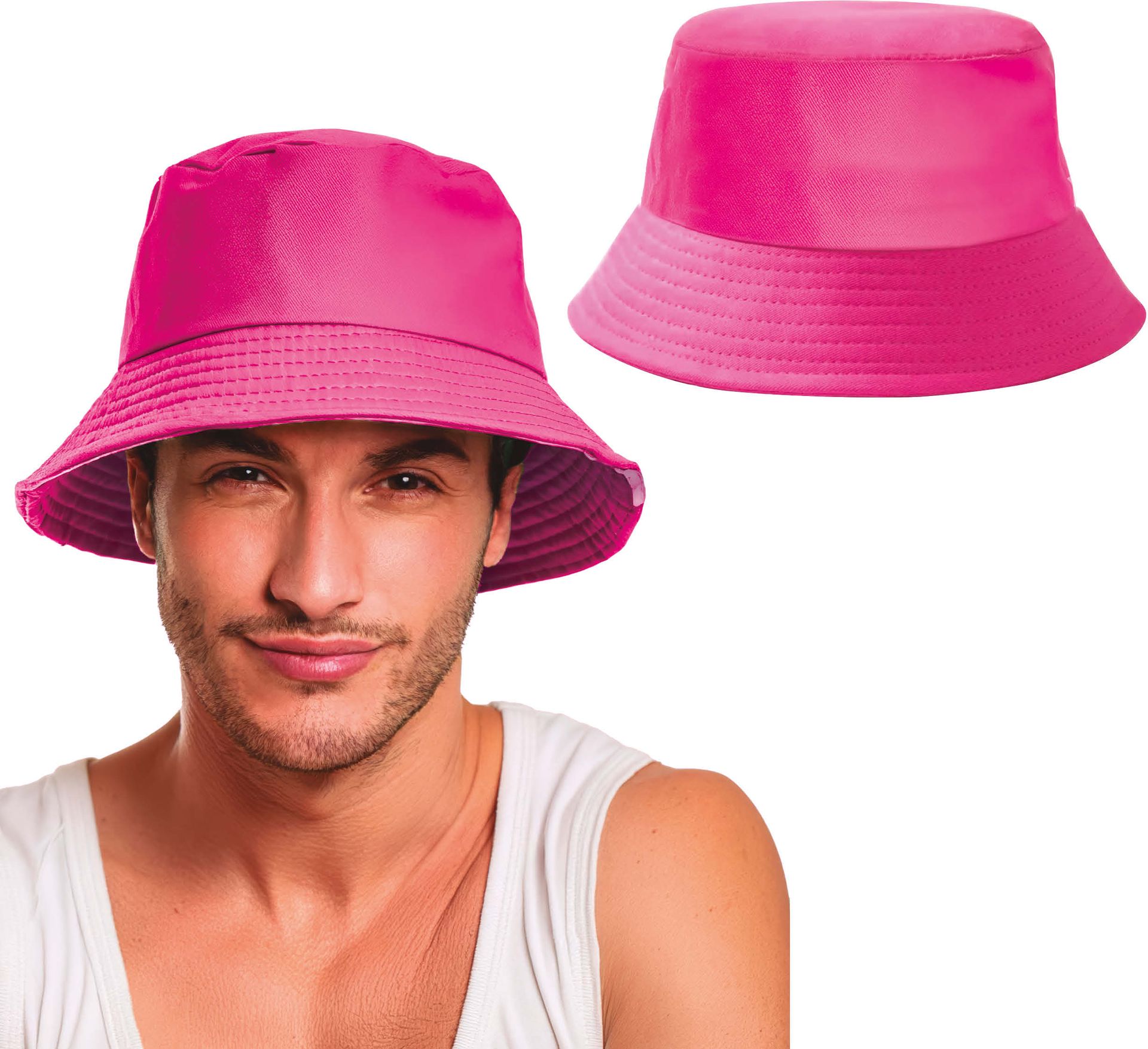 Neon Roze Bucket Hat Retro 90's Volwassenen