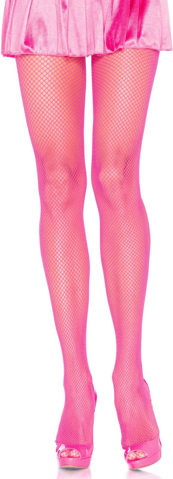 Neon roze nylon visnet panty