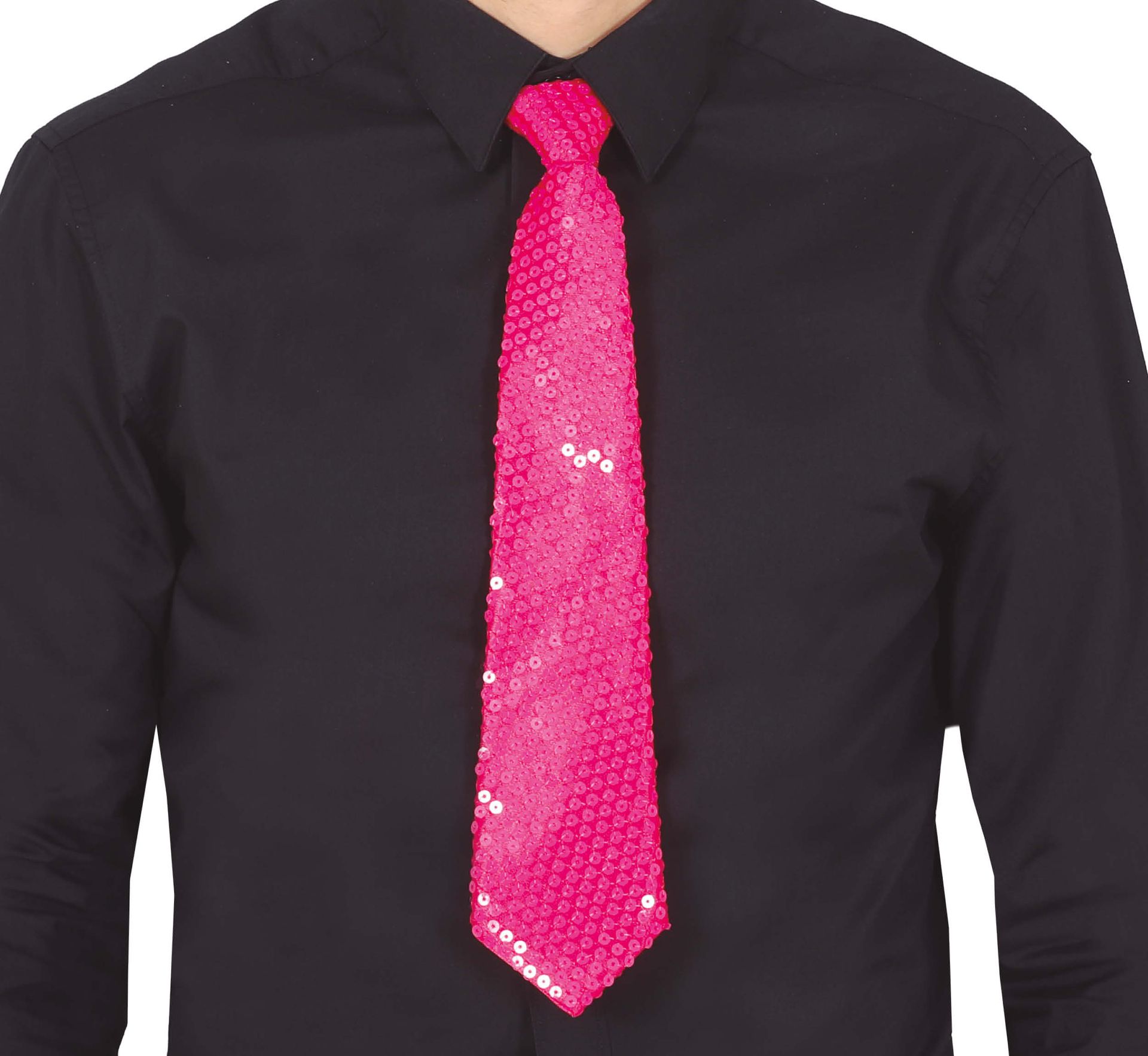 Neon Roze Paillet Stropdas