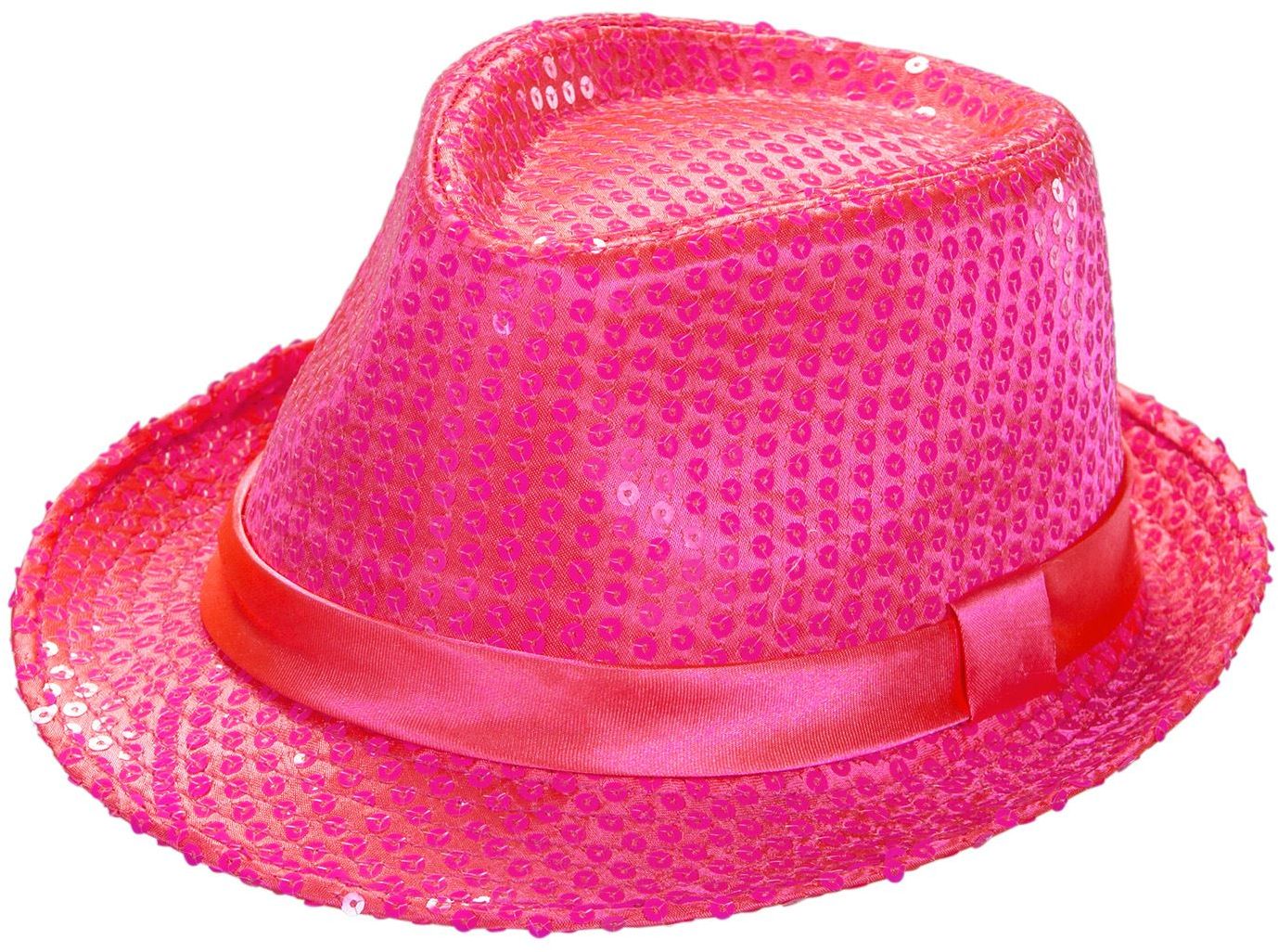 Neon Roze Pailletten Fedora