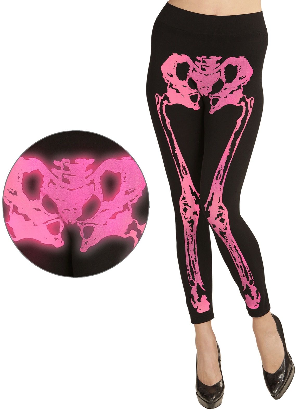 Neon roze skelet legging