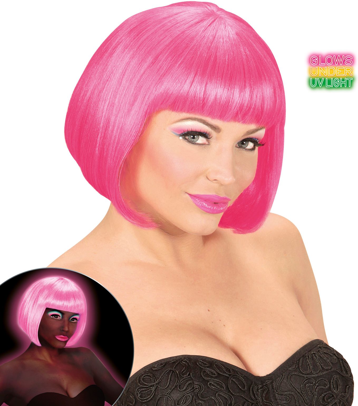 Neon Roze Valentijn Pruik