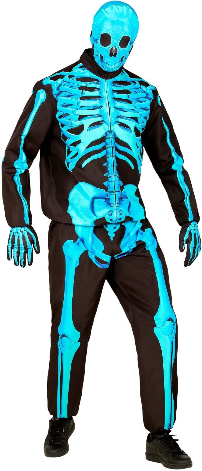 Neon Skelet Kostuum Turquoise Dames Heren