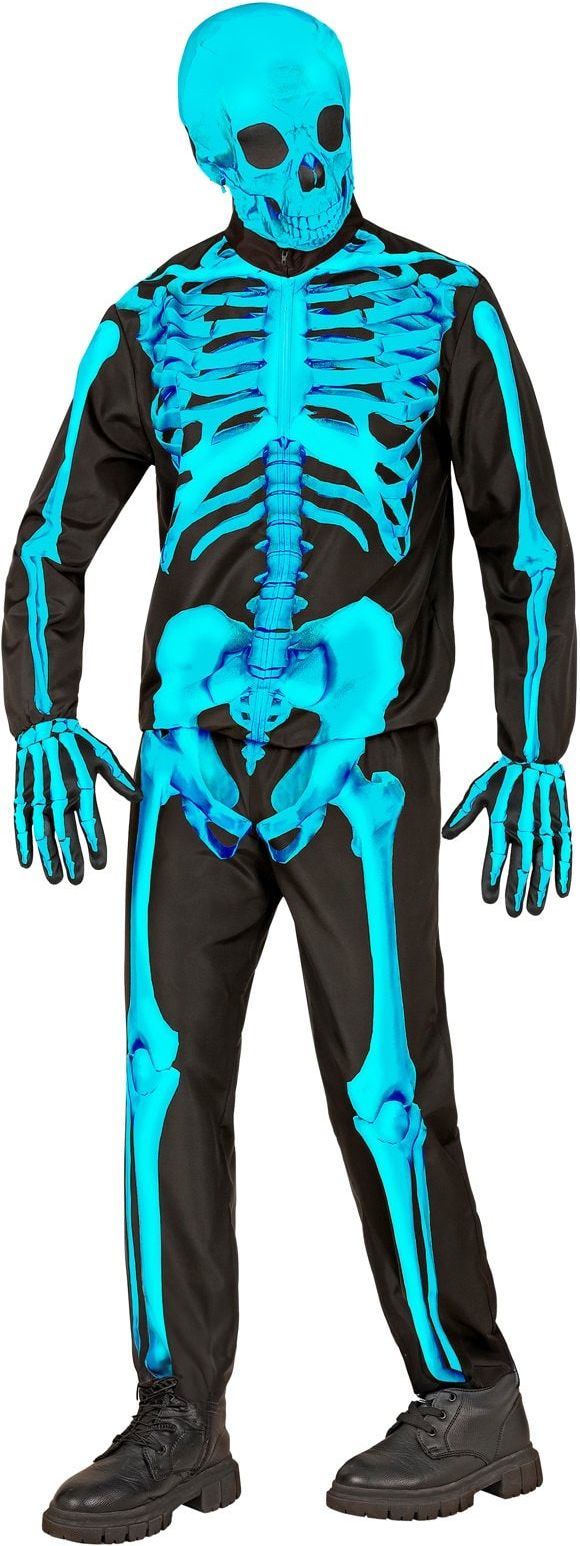 Neon Skelet Kostuum Turquoise Jongens