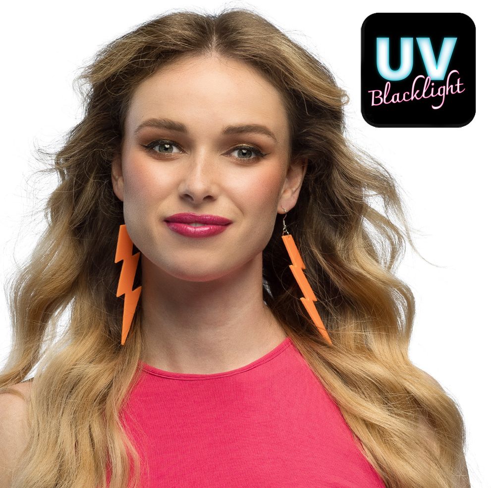 Neon UV Oranje Flash Oorbellen