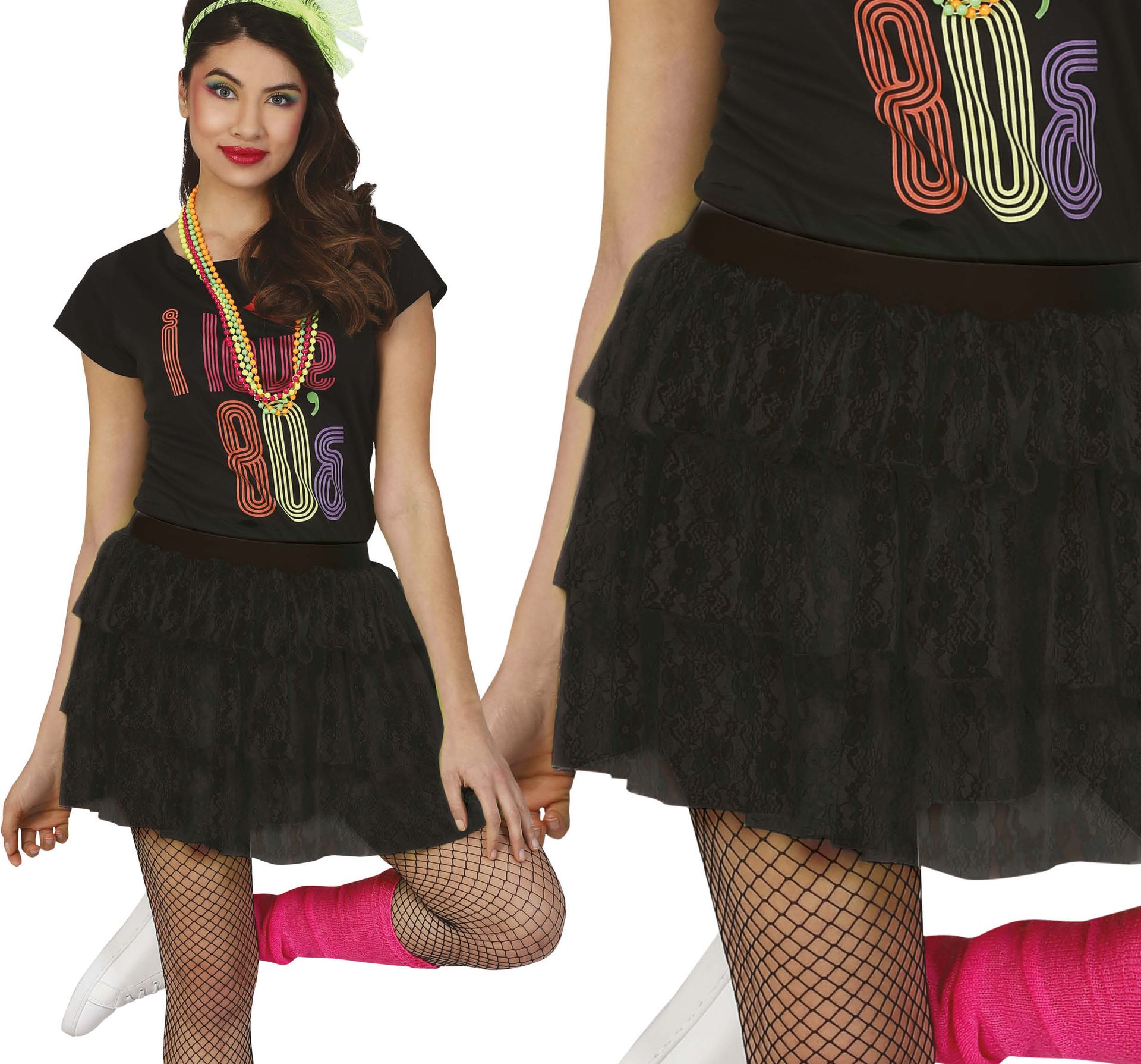 Neon Zwarte Rok 80's Dames