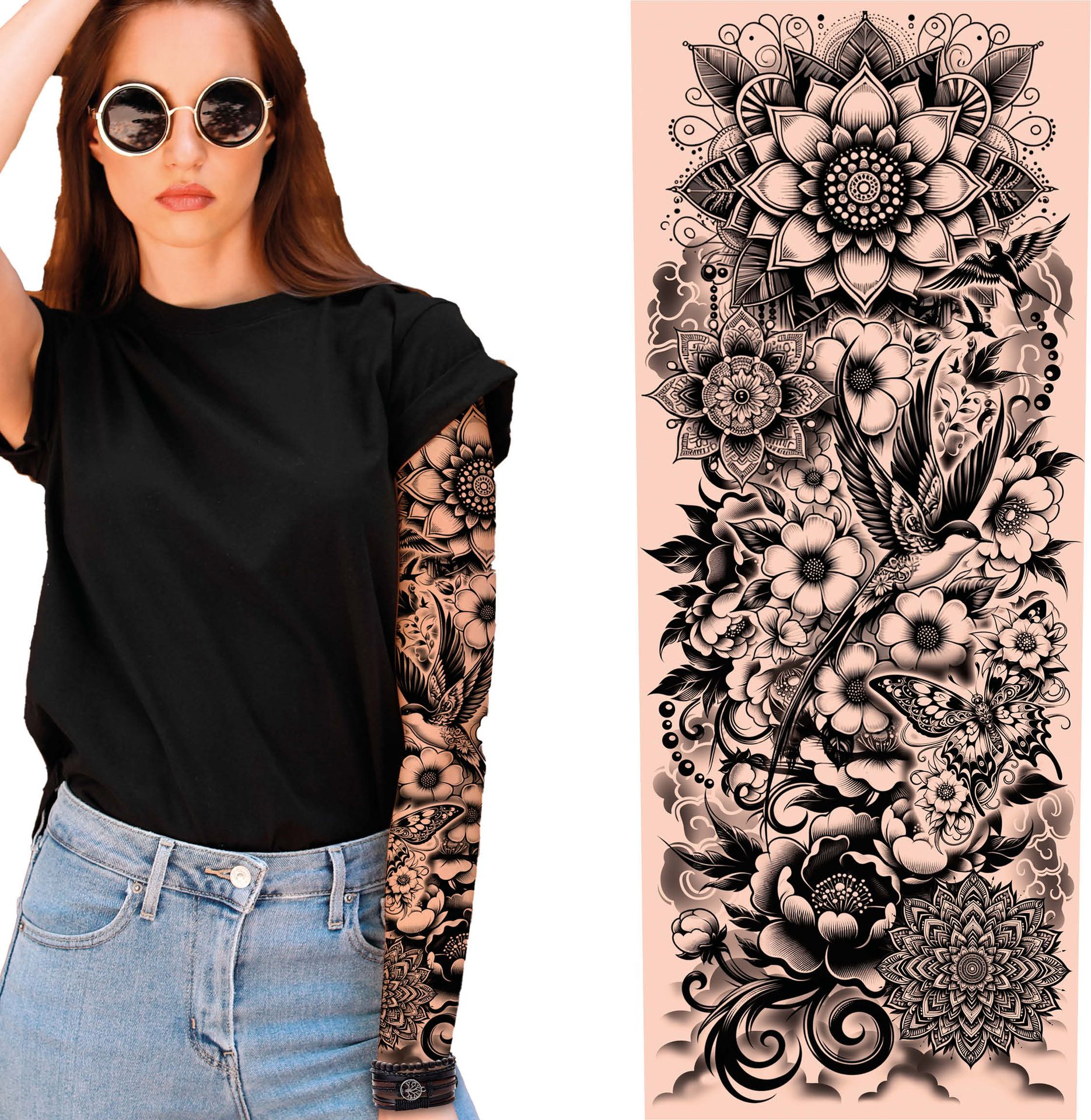 Nep Tattoo Sleeve Zwart Wit