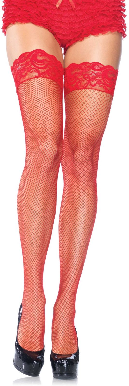 Netkousen met Kanten Top Rood
