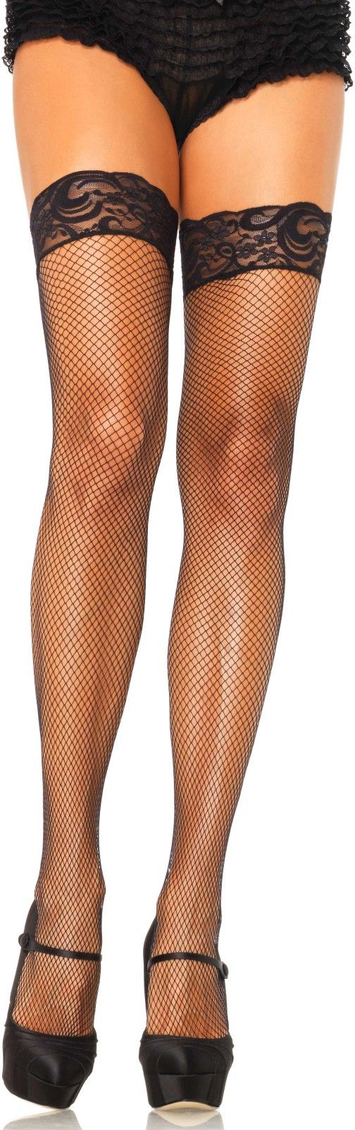 Netkousen met Kanten Top Zwart