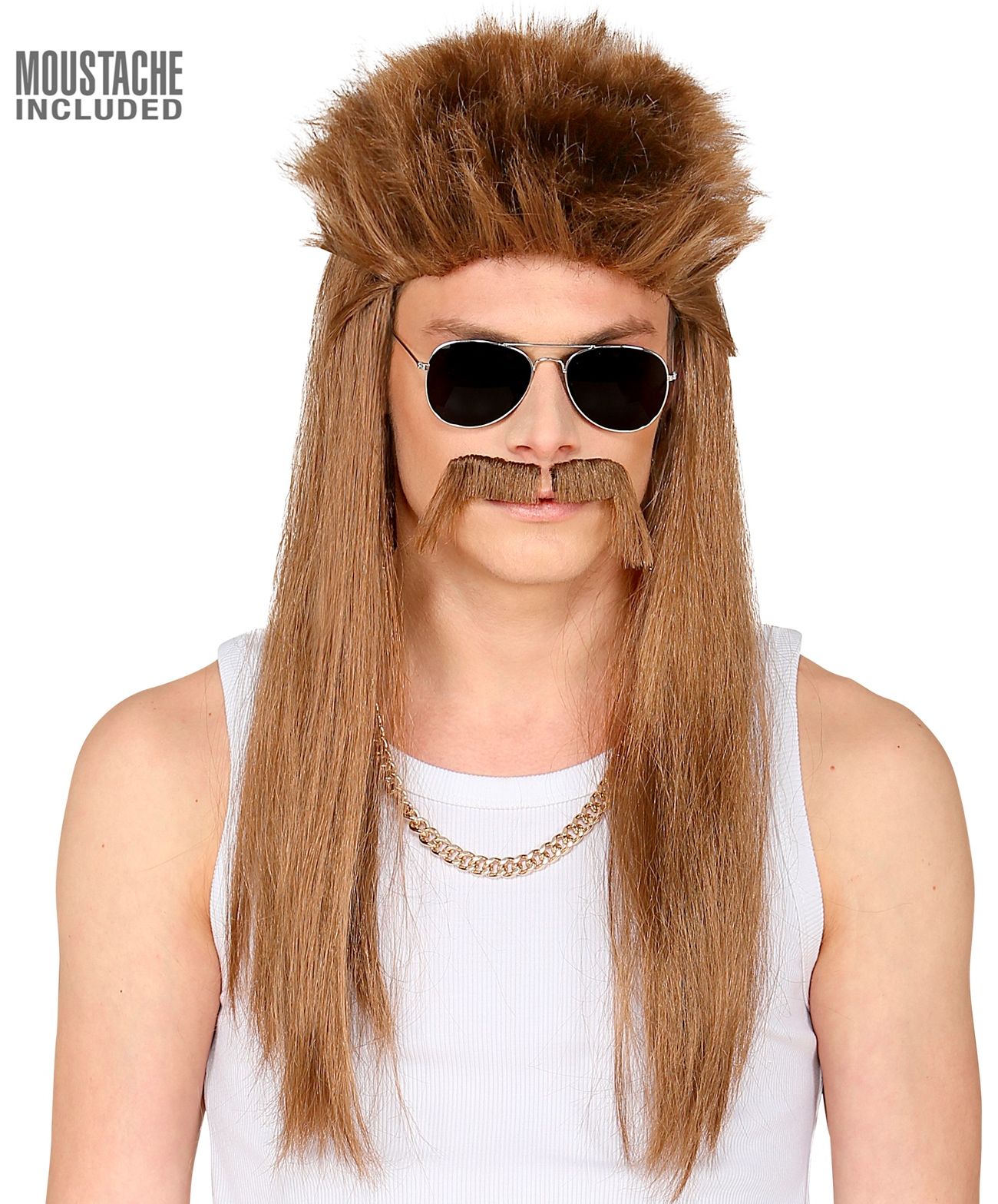 Newkids Rikkert Pruik met Snor Bruin