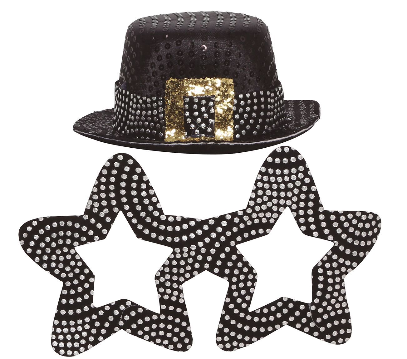 Nieuwjaars Bril en Minihoedje Zwart