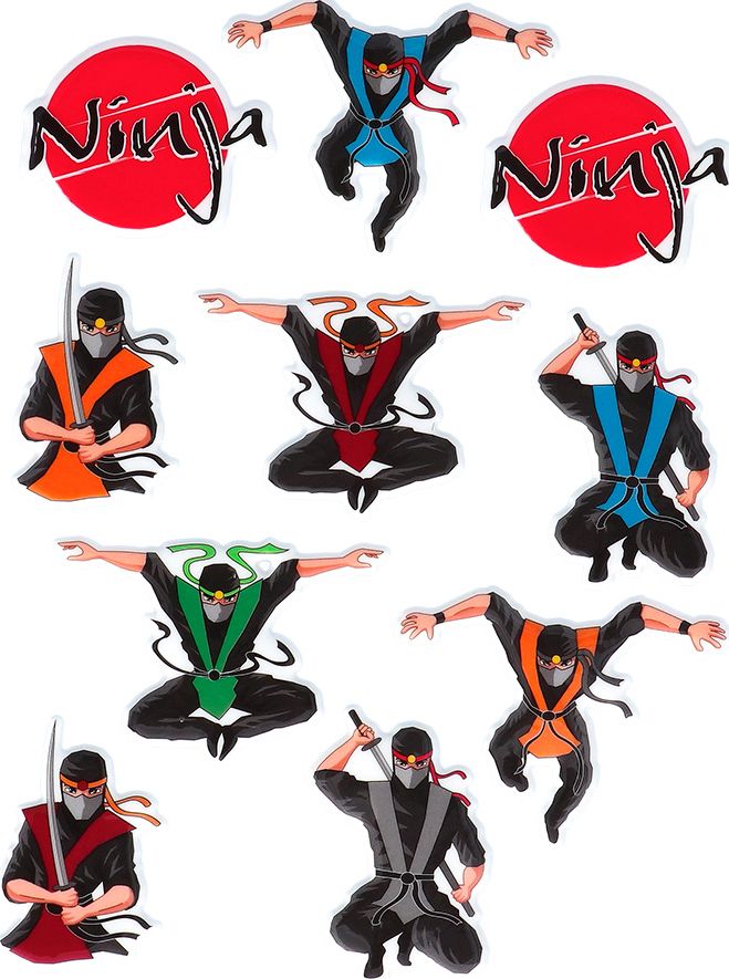 Ninja Stickervellen Set 4 Vellen