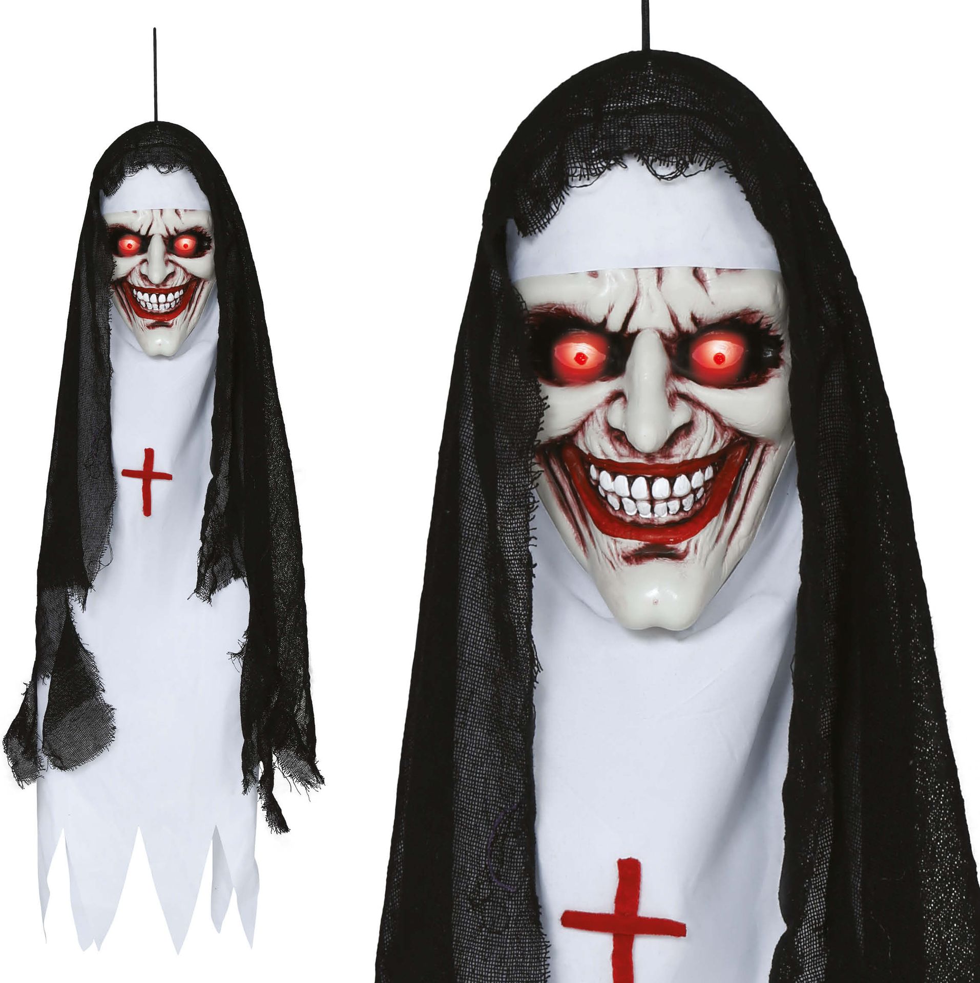 Non Hoofd met Licht en Geluid Halloween Hangdecoratie