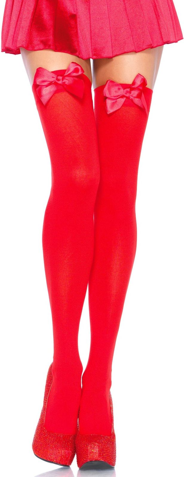 Nylon Kniekousen Rood