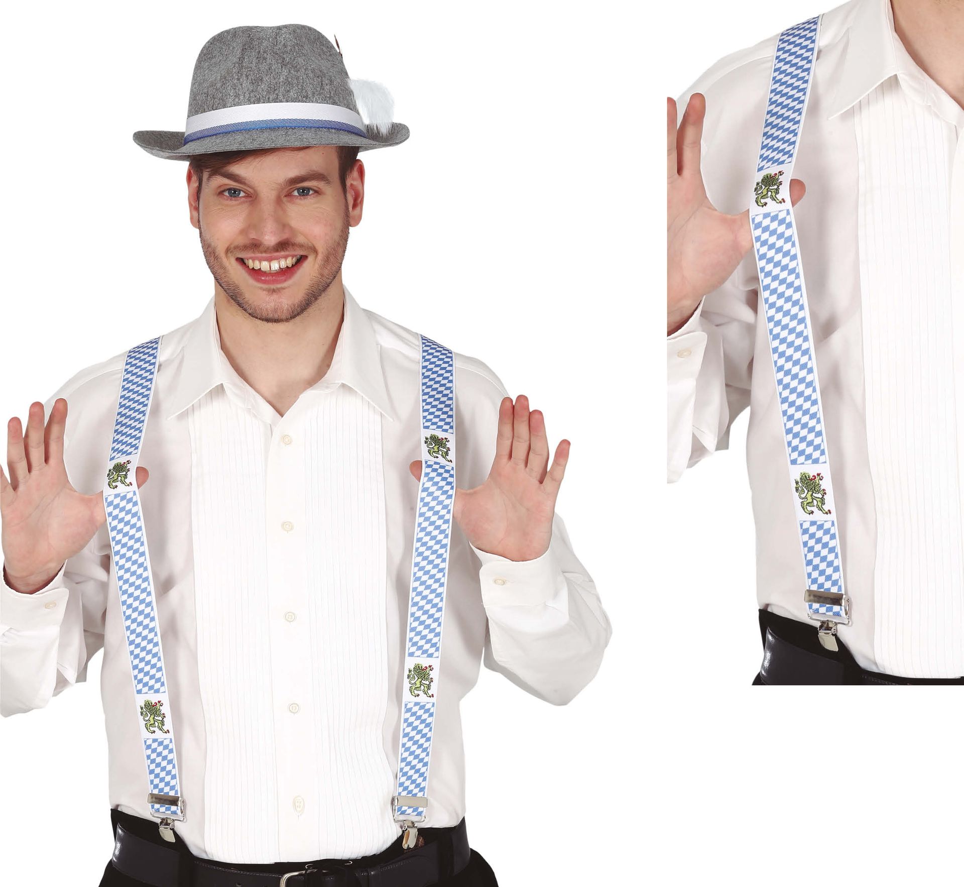 Oktoberfest Bretels Blauw Wit Volwassenen