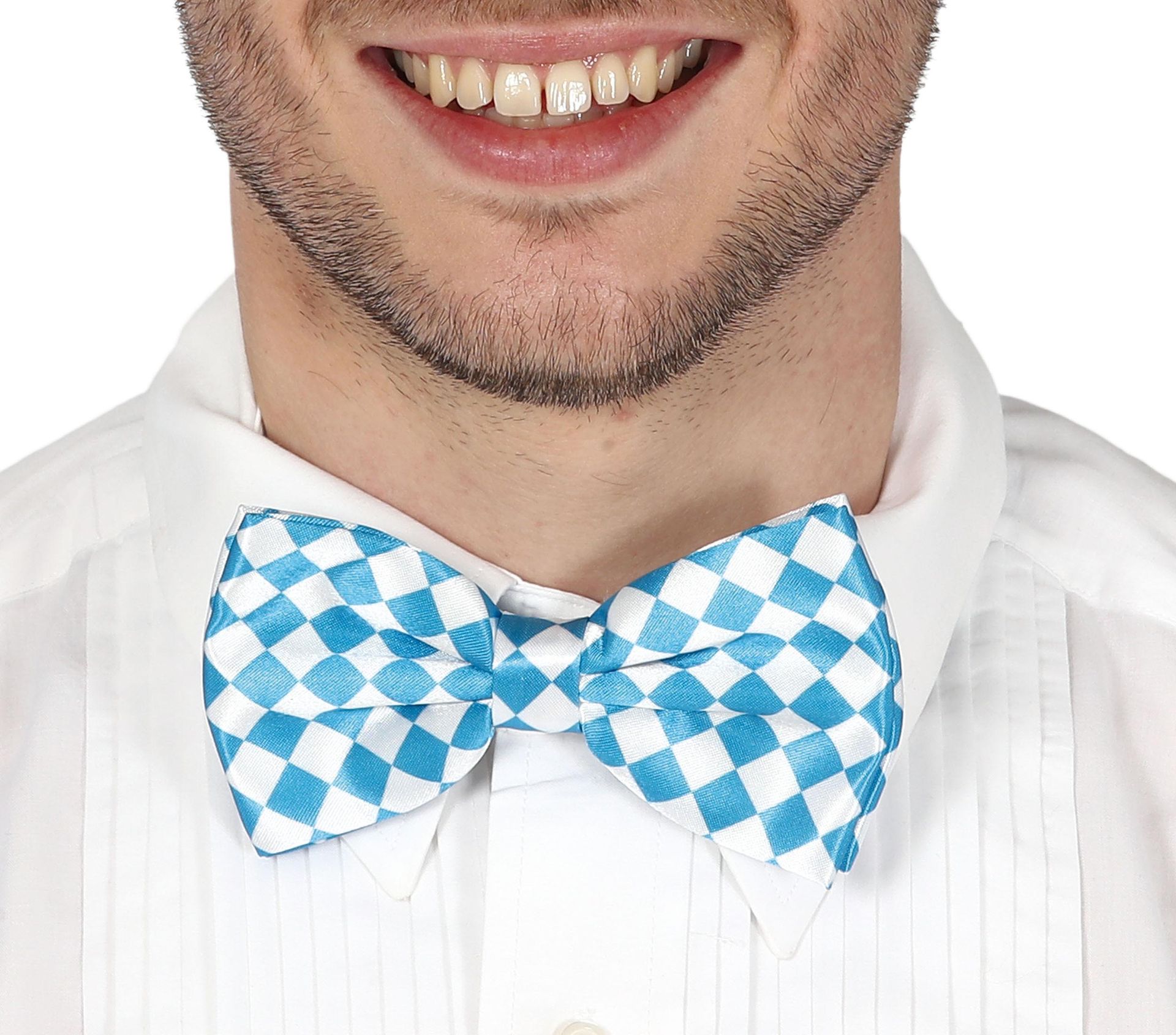 Oktoberfest Vlinderdas Blauw Wit Volwassenen