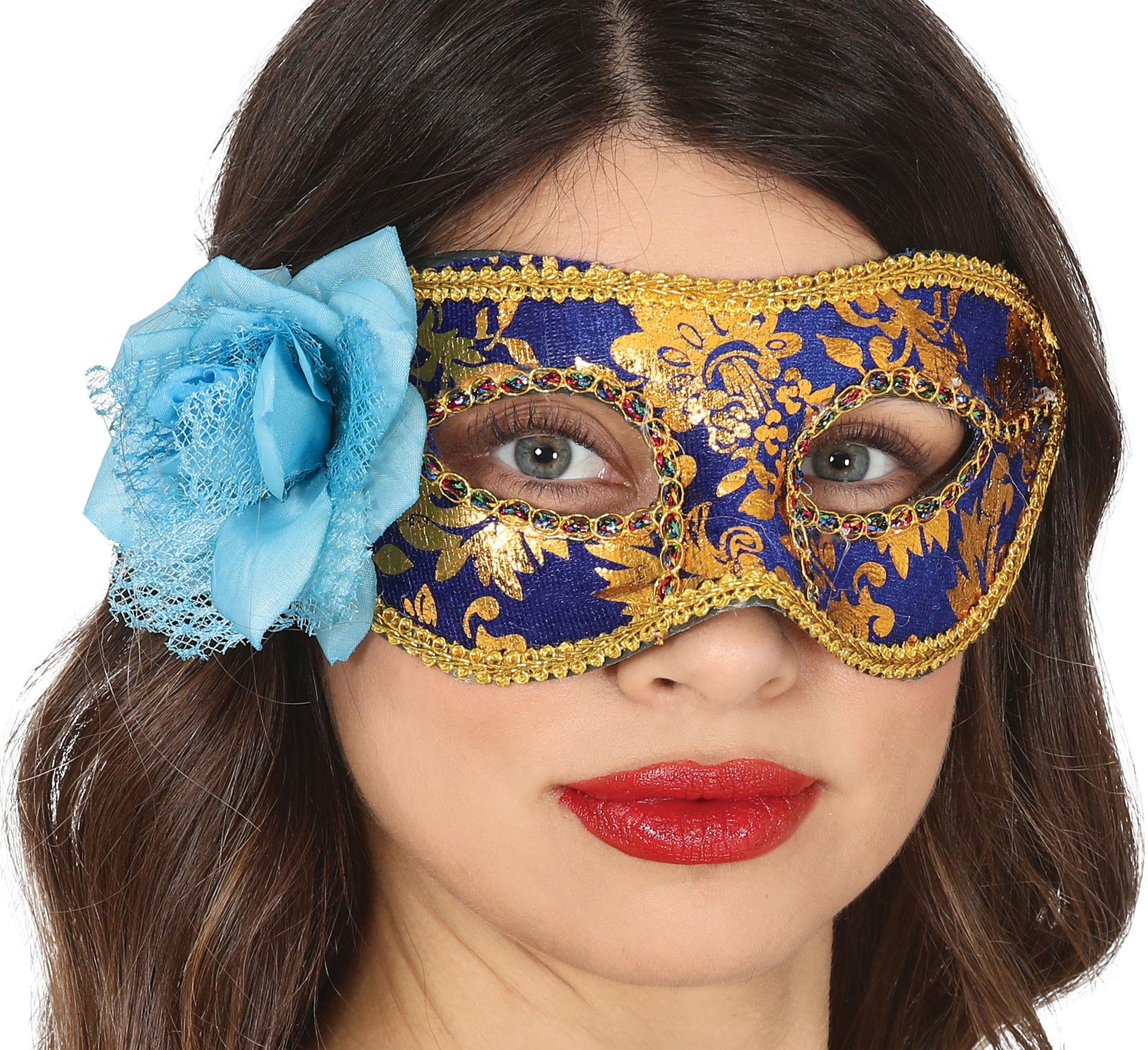 Oogmasker Venetiaans Blauw Goud